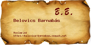 Belovics Barnabás névjegykártya