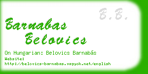 barnabas belovics business card